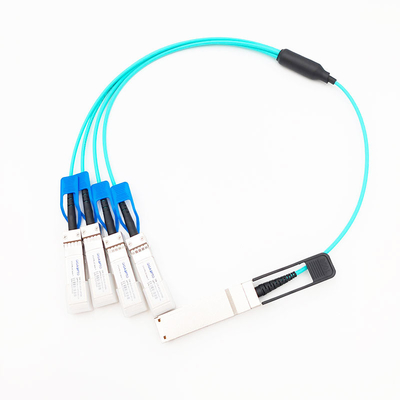 Cable óptico activo 100G QSFP28 del desbloqueo del paralelo a la fan hacia fuera AOC de 4x25G SFP28