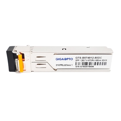 DOM del transmisor-receptor TX1570nm RX1490nm los 80km LC SMF de 1000BASE BX 1.25G BiDi SFP