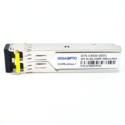 el módulo video 1270~1610nm del transmisor-receptor de 3G SDI HD CWDM SFP canaliza el Pin-Hacia fuera de los DOM MSA de los 20KM LC