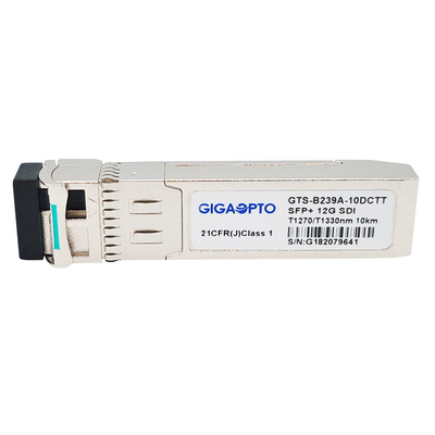 módulo de transmisores ópticos dual video del transmisor-receptor 1270nm TX1 1330nm TX2 de 12G SDI SFP+ BiDi SFP